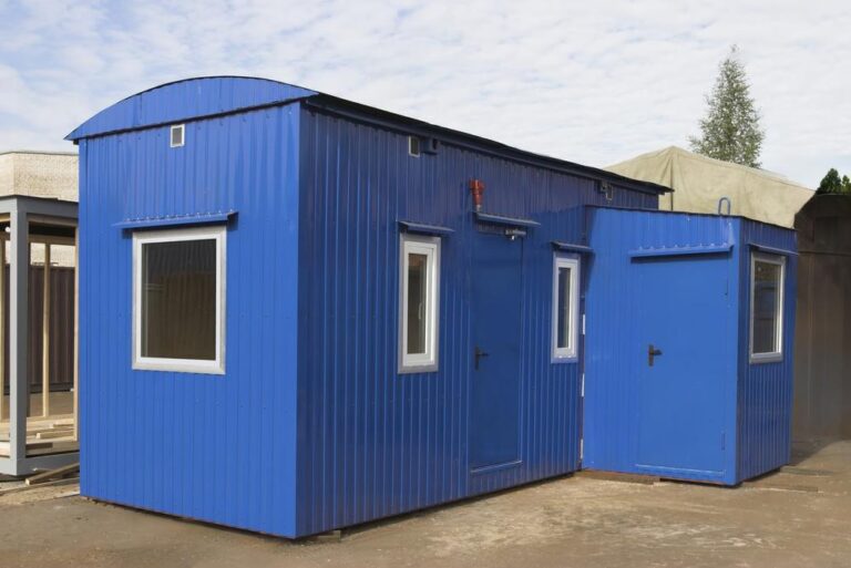 Portable modular cabin units installed on-site.